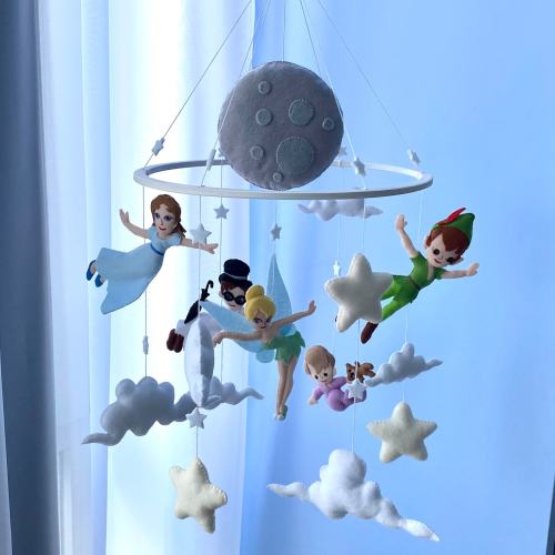 Tinkerbell and Peter Pan Baby Mobile - Second Star to the Right Decor - Magical Storybook Nursery Hanging