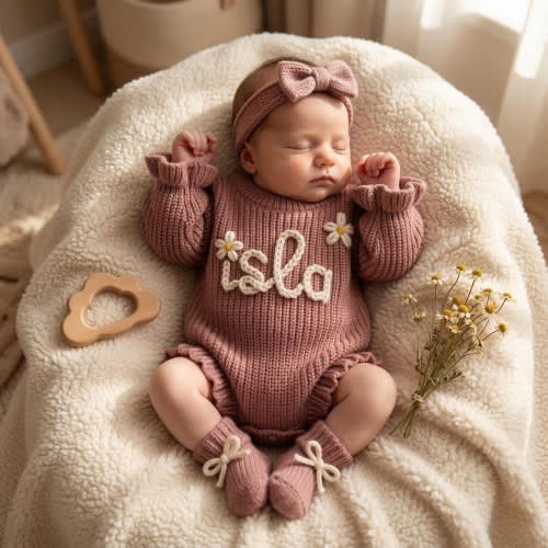 Personalized Baby Romper Set, Newborn Outfit Baby Girl, Embroidered Baby Onesie