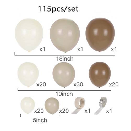 Coffee Brown Balloon Garland Arch Kit 115pcs White Sand - Etsy