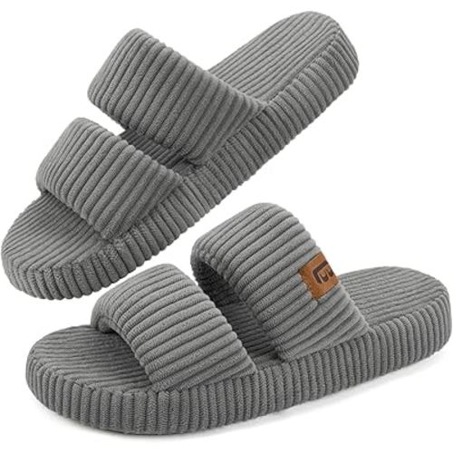 LongBay Slippers for Women Memory Foam Open Toe Slide Indoor House Shoes Slip On Bedroom Comfy Gift
