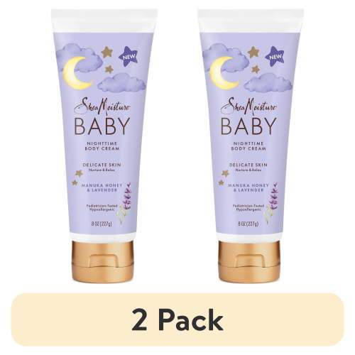 (2 pack) SheaMoisture Baby Moisturizer For Delicate Hair And Skin Manuka Honey & Lavender Nighttime Hair And Skin Care Regimen ,8 oz