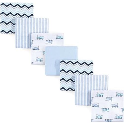 Luvable Friends Unisex Baby Cotton Flannel Receiving Blankets, Train 7-Pack, One Size