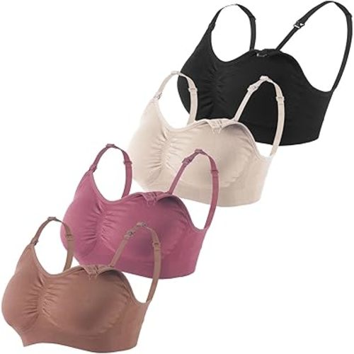 Under Control Nursing Bra 4-Pack - Wireless Maternity & Sleep Bra with Removable Pads - Comfortable Breastfeeding Bra (S-2XL)