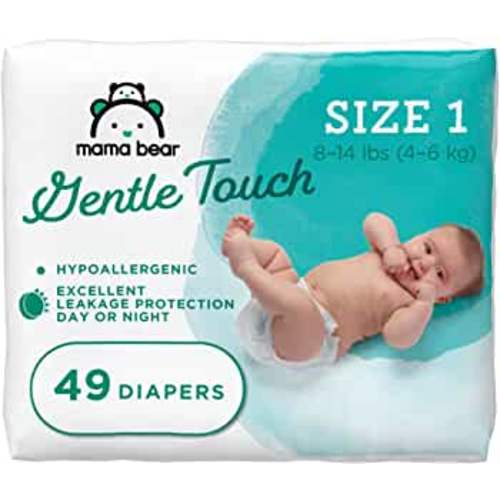 Amazon Brand - Mama Bear Gentle Touch Diapers, Hypoallergenic, Size 1, 49 Count, White