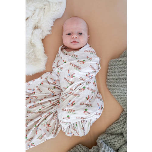 Personalized Swaddle Blanket in Little Mallard | Caden Lane