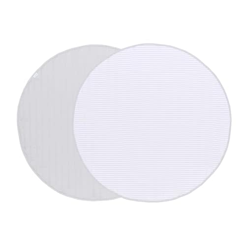 Toddlekind Organic Cotton Reversible Play Mat – 48" Handmade Blanket for Floor Activities, Tummy Time, Nursery Decor, and Family Comfort 0m+ Stone Stripes (Gray)