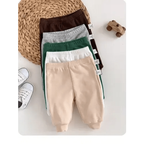 SHEIN Newborn Baby Boy/Girl Autumn/Winter Cute Versatile Casual Solid Color Elastic Waist Long Pants 5pcs | SHEIN USA