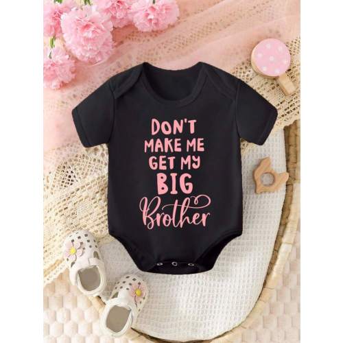 SHEIN Baby Girl Casual Simple Flower & Letter Printed Triangle Bodysuit Short Sleeve Bodysuit | SHEIN USA