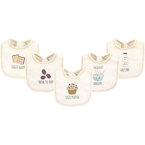 Touched by Nature Unisex Baby Organic Cotton Bibs, Muffin, One Size