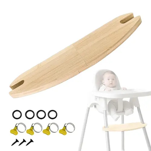 High Chair Footrest High Chair Adjustable Foot Rest Baby Wooden Bamboo Board Equipped with Suitable Rubber Rings. Adjustable Clip. Suitable for Various Baby Footrests
