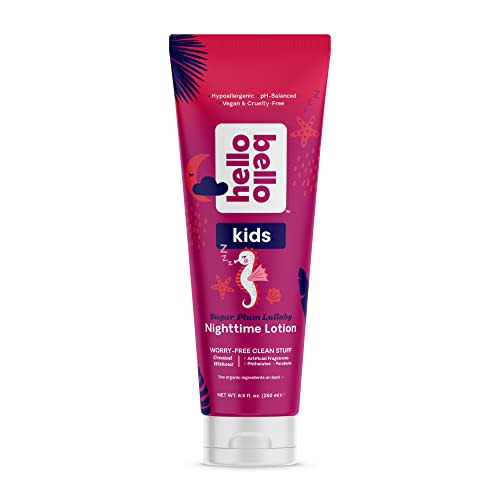 Hello Bello Kids Premium Nighttime Lotion, Gentle Hypoallergenic Vegan Formula to Nourish and Moisturize, Sugar Plum Lullaby Scented, 8.5oz