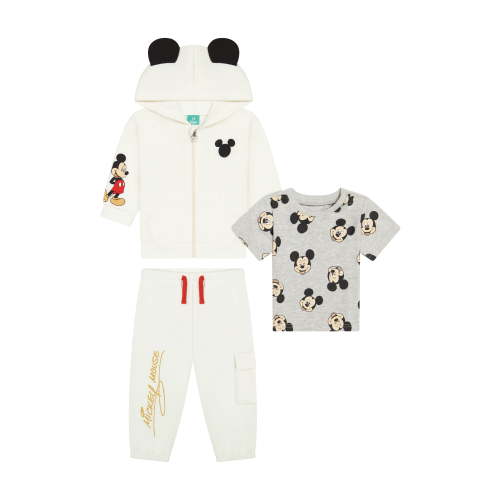 Mickey Mouse Baby Boy 3 Piece Fleece Jogger Set, Sizes 0-24 Months