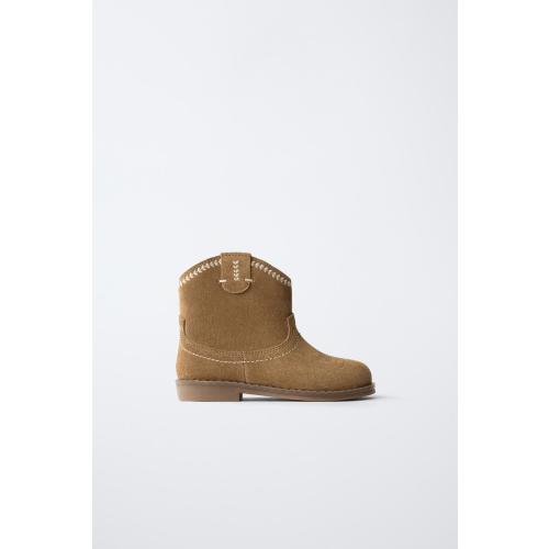 LEATHER COWBOY BOOTS - Brown | ZARA United States