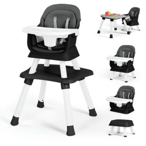 TODECARE Baby High Chair, 8 in 1 Convertible Highchair for Baby& Toddler, Booster Seat, Toddler Chair with Safety Harness, Removable Tray, Dark Gray