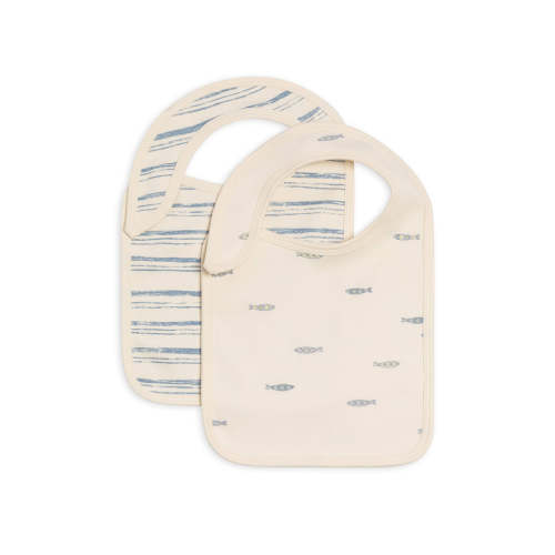 Organic Baby 2-Pack Bibs - Wave Stripe + Fish Default Title