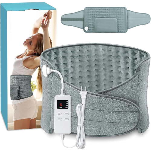 COCOBELA Heating Pad for Back Pain Relief, Electric Heating Pad for Period Cramps Neck Shoulders with Belt, 4 Timer 6 Heat Setting & Auto Shut Off, 12"x24"+20" Large Moist Heat Pad for Mom,Dad