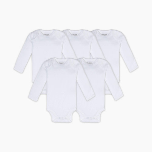Burt's Bees Baby Organic Long Sleeve Bodysuit (5 Pack) - Cloud, 0-3 M