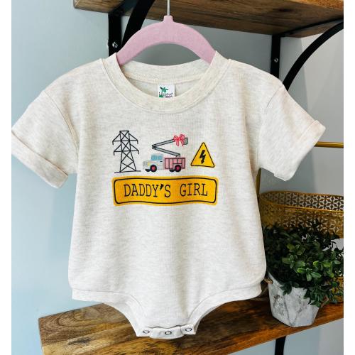 Lineman Trio Daddy’s Girl Sublimation Baby Shirt, Laughing Giraffe Tee, Custom Kids T shirt