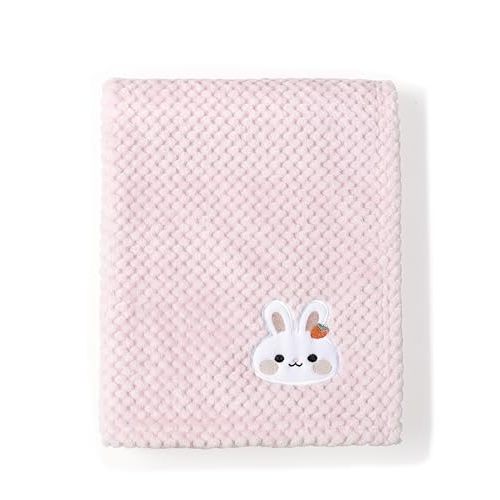 CREVENT 30''X40'' Cute Cozy Fluffy Warm Baby Blanket for Girls Infants Toddlers' Bedding Crib Cot Stroller, Baby Shower Birthday Newborn's Gift Pink- Bunny
