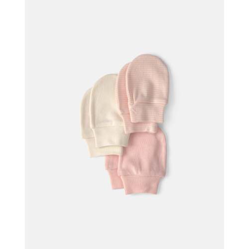 Baby Girl 3-Pack Mitts - Pink/Ivory