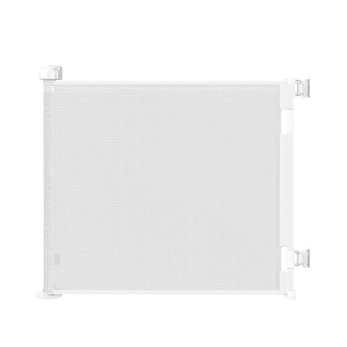 Retractable Baby Gates for Stairs, Mesh Dog Gate for Doorways, 33.6" Tall, Expands to 55" Wide,Pet Safety Essential Fit for Baseboards, Wide Toddlers Gates for Hallways, Indoor & Outdoor,White