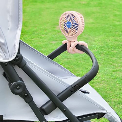 WiHoo Stroller Fan Clip On Baby 5200mAh Portable Fan Rechargeable Battery Operated Fan Mini Handheld Car Seat Fan Small USB Desk Personal Fan for Stroller Accessories/Crib/Home Office - Pink