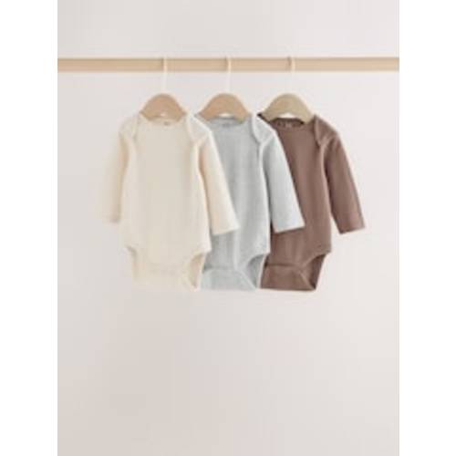 Buy Neutral Pointelle Long Sleeve Baby Bodysuits 3 Pack from Next USA