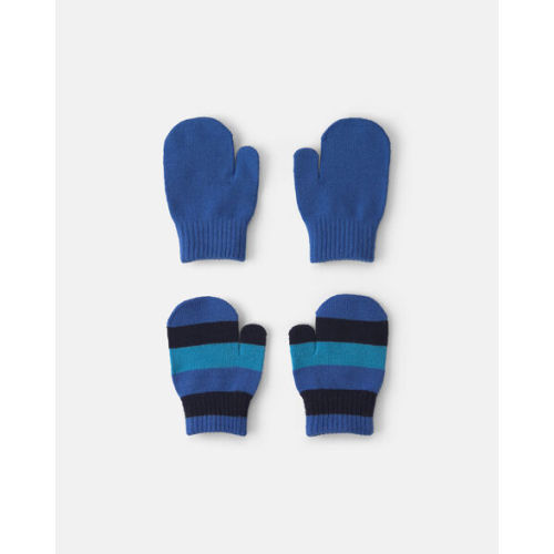 Toddler Boy 2-Pack Striped Mittens - Blue/Black | Carter's