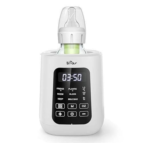 Bear Baby Bottle Warmer, Fast Warming Breast Milk Formula, White | Newborn Essentials, Time Temp Control, Automatic Shut Off, at Home Use, Water Bath Heating, Compatible with Baby Bottles