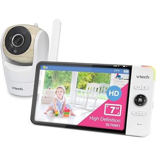 VTech Video Baby Monitor with 7” High Definition 720p Display, 360 Degree Panoramic Viewing Pan & Tilt HD Camera, VM919HD (White)