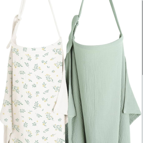 Konssy 2-Pack Muslin Nursing Cover Up for Breastfeeding Moms with Rigid Hoop, 100% Cotton, Lightweight & Breathable Breastfeeding Cover, Adjustable & Comfort