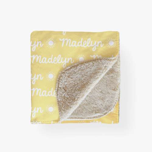 Yellow Sun Plush Minky Personalized Baby Shower Gift Hospital Newborn Photos Prop Choose Colors Rainbow Sun Double Layer Sherpa Coming Home