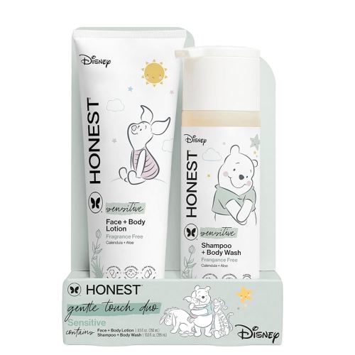 The Honest Company 2-in-1 Cleansing Shampoo + Body Wash and Face + Body Lotion Bundle + Disney Design | Gentle for Baby | Dermatologist Tested | Sensitive Fragrance Free, 18.5 fl oz