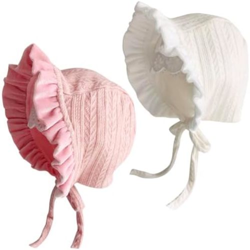 Lovely Baby Girl Bonnet Ruffle Brimmed Baby Hat Soft Cotton Newborn Beanie Winter Baby Hats for Infant Girls
