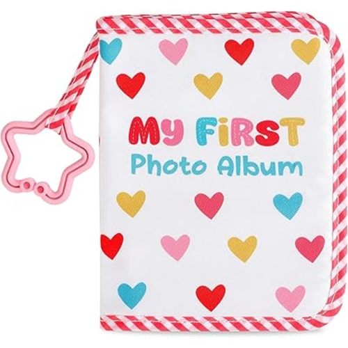 Baby's My First Family Album Soft Photo Cloth Book Colorful Heart My First Book of Photos Cartoon Baby Memory Album Gift Holds 4x6 Pictures for Babies Newborn Toddler & Kids Baby Shower