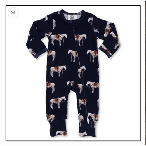 Navy Ranch Horse Folding Feet Jammies – Cowkid Clothing Company
