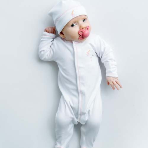Vintage Stork Footie - Pink