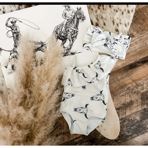 Plain Bullskull Ruffle Swimsuit – theFRINGEDpineapple