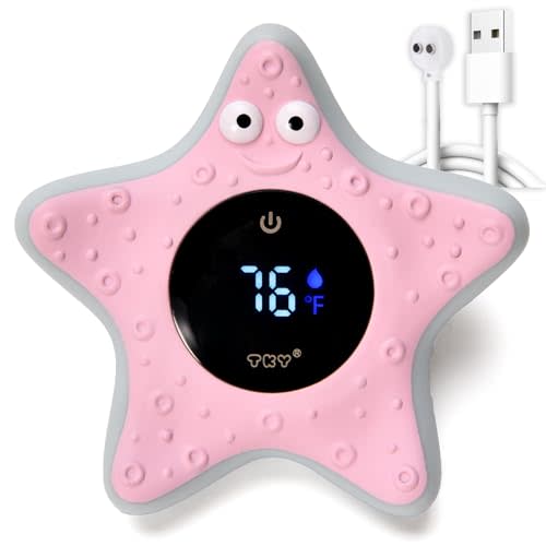 Baby Bath Thermometer - Digital Floating Water Thermometer with LED Display & Color Temperature Alerts, Rechargeable Bath Toy for Infant Bathtub Safety, Newborn Bath Essentials Gift
