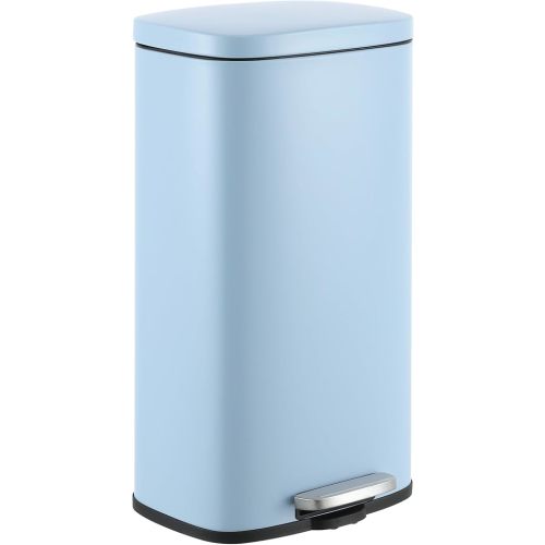 happimess HPM1011G Curtis 8-Gallon Step-Open Trash Can, Fingerprint Resistant, Modern, Minimalistic for Home, Kitchen, Laundry Room, Office, Bedroom, Bathroom, Tide Pool Blue