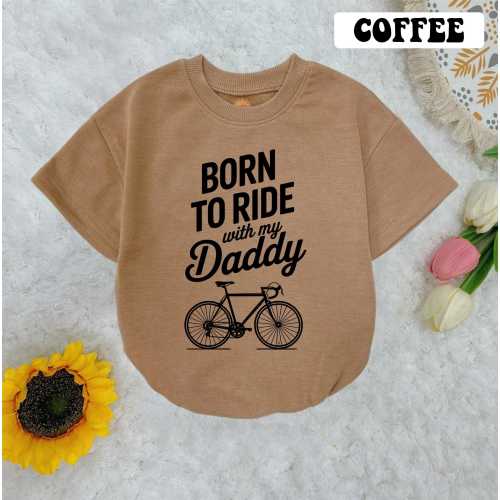 Born To Ride With My Daddy Baby Romper Short Sleeves, Bicycle Baby Romper, Father'S Day Baby Outfit
