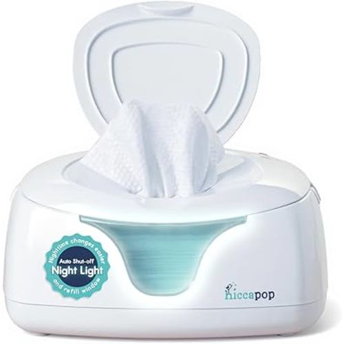 Hiccapop Baby Wipe Warmer and Baby Wet Wipes Dispenser | Baby Wipes Warmer for Babies | Diaper Wipe Warmer with Changing Light, White