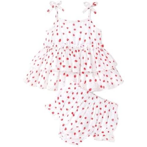 Happy Town Baby Girl Clothes Summer Infant Outfits Sleeveless Tank Tops Newborn Shorts Set Bloomers Toddler Shirt