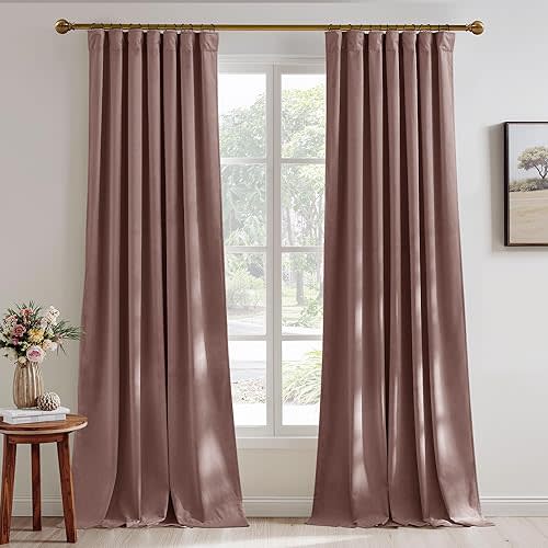 RYB HOME Pink Velvet Curtains