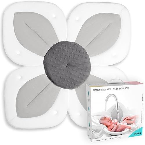 Blooming Bath Baby Bath Seat - Baby Tubs for Newborn Infants to Toddler 0 to 6 Months and Up - Baby Essentials Must Haves - The Original Washer-Safe Flower Seat (Lotus, Gray/Dark Gray)
