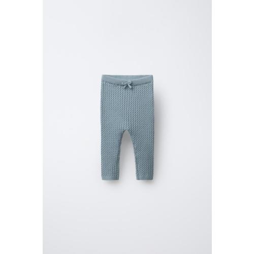 CABLE KNIT LEGGINGS - Mid-blue | ZARA United States