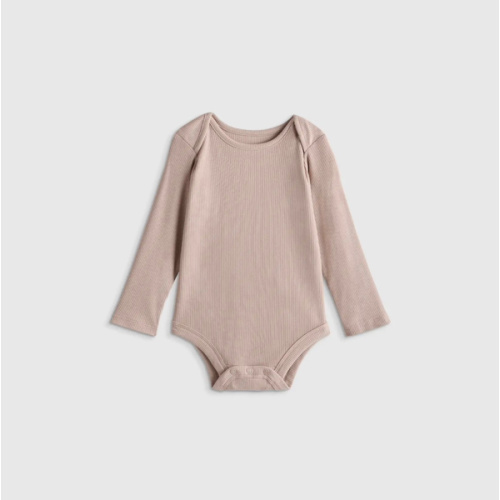 Softest Rib Long Sleeve Bodysuit in Grey Stripe