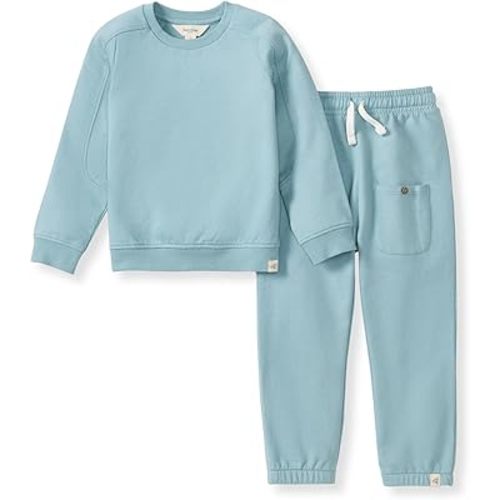 Burt's Bees Baby Boys Shirt and Pant Set, Long Sleeve Top & Bottom Outfit Bundle, 100% Organic Cotton