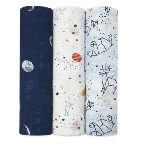 Dark Blue Star Print Swaddle 3pk | aden + anais