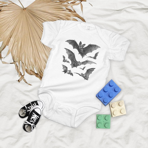 Vintage Halloween Bats Baby Onsie Bodysuit